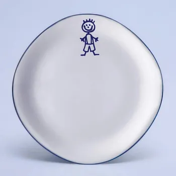 Talíř Suisse Langenthal | Talíř dezertní - chlapeček, modrá linka, 19 cm, Dětský dekor Kamarádi
