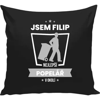 Polštář Polštář černý 40x40 cm Nejlepší v okolí - popelář