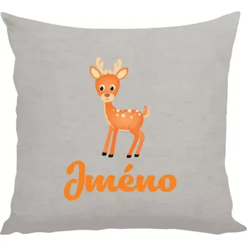 Polštář Polštář lněný 40x40 cm Srneček se jménem