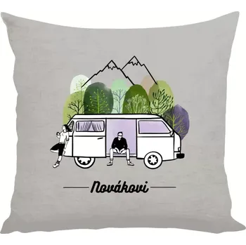 Polštář Polštář lněný 40x40 cm Camp car