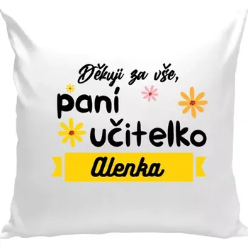Polštář Polštář bílý 40x40 cm Děkuji za vše paní učitelko