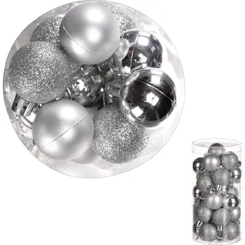 Vánoční dekorace Autronic Ozdoby plastové, barva: mix stříbrné, pr. 3 cm, cena za 1 balení (30 ks) - VAK125-SIL