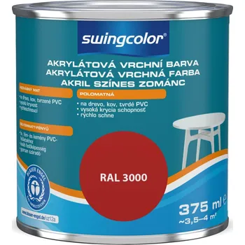 Lak na dřevo Swingcolor Barevný email, ohnivě červený, polomatný, 375 ml 6171 T0375 3000