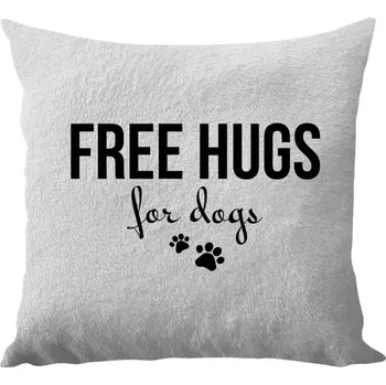 Polštář Polštář bílý 40x40 cm - dlouhý chlup Free hugs for dogs