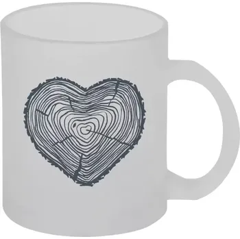 Hrnek 330 ml - skleněný matný Pařez srdce