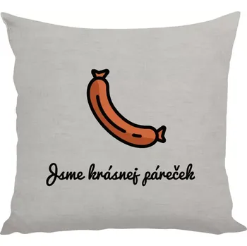 Polštář Polštář lněný 40x40 cm Jsme krásnej páreček - on