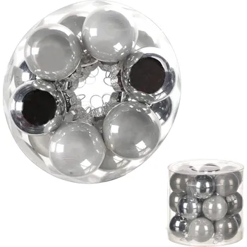 Vánoční dekorace Autronic Ozdoby skleněné, barva šedá, pr.3 cm, cena za 1 balení (18 ks) - VAK119-3