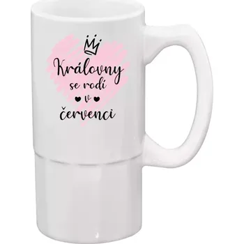 Sklenice Půllitr bílý vysoký Královny se rodí ...