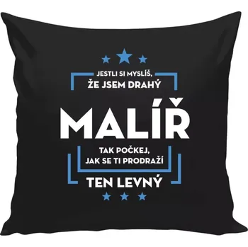 Polštář Polštář černý 40x40 cm Jestli si myslíš , že jsem drahý - malíř