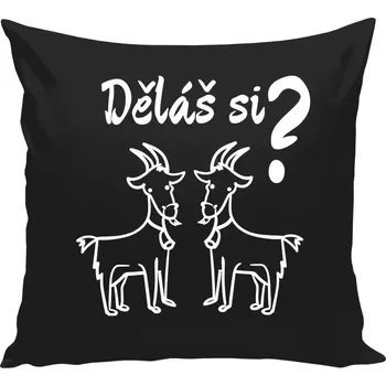 Polštář Polštář černý 40x40 cm Děláš si kozy?