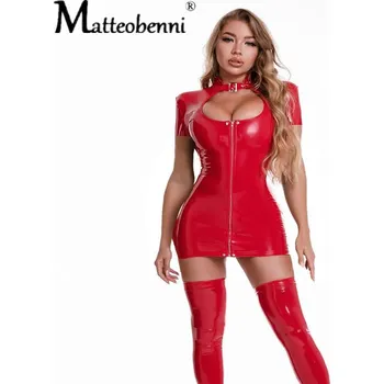 Dámské erotické šaty Latexové šaty na zip Velikost: M, Barva (Varianta): R pouze šaty