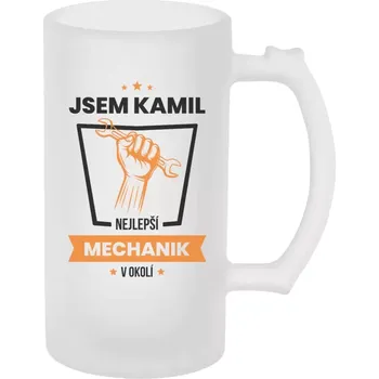 Sklenice Půllitr skleněný matný Nejlepší v okolí - mechanik