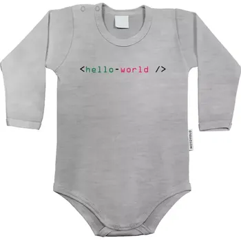 Kojenecký body MOTOVIDLO.cz Dětské body s dlouhým rukávem Hello world