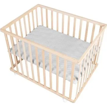 Dětská ohrádka Roba Ohrádka s kolečky a ochrannou vložkou - Natur/Grey