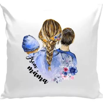 Polštář Polštář bílý 40x40 cm Jsem máma - chlapeček a kluk