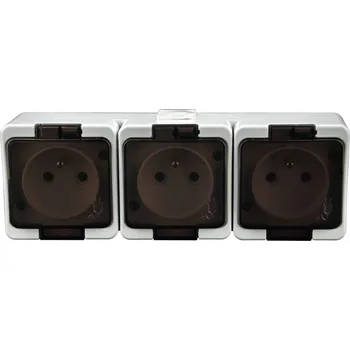 Elektrická zásuvka E2 Trojzásuvka, E (francouzská), termoplast, bílá 5002012141570