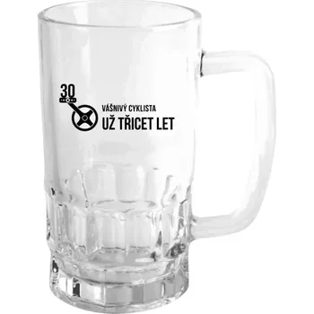 Sklenice Půllitr skleněný Vášnivý cyklista už x let