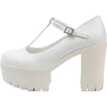 Dámské lodičky Masivní lodičky s pásky přes nárt Barva: Bílá, Velikost: 39