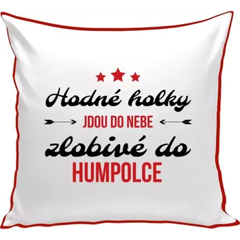 Polštář Polštář barevný 32x32 cm Hodné holky jdou do nebe, zlobivé do... (vlastní město)