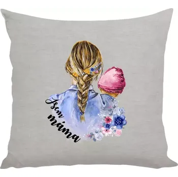 Polštář Polštář lněný 40x40 cm Jsem máma - holčička