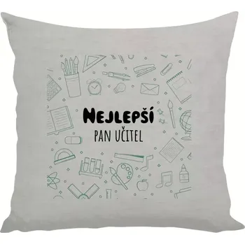 Polštář Polštář lněný 40x40 cm Nejlepší pan učitel