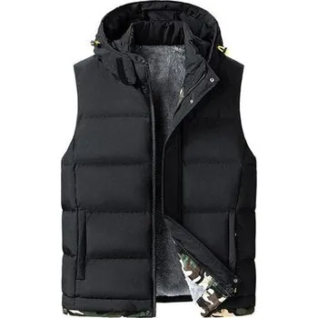Pánská prošívaná vesta s odnímatelnou kapucí Barva: Černá, Velikost: 2XL