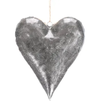 Vánoční ozdoba Autronic Srdce kovové, barva stříbrná UM0869-S SIL