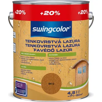 Lak na dřevo Swingcolor Tenkovrstvá lazura, teak, matná, 4,8 l 6175 T04,8 8412