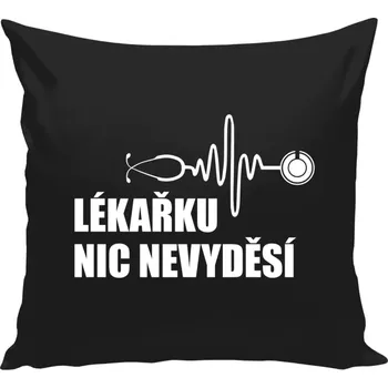 Polštář Polštář černý 40x40 cm Lékařku nic nevyděsí