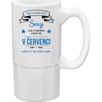 Sklenice Půllitr bílý vysoký Nesnáším být sexy, ale narodil jsem se v ...