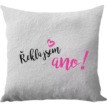 Polštář Polštář bílý 40x40 cm - dlouhý chlup Řekla jsem ano!