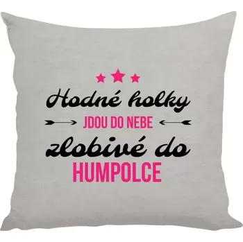 Polštář Polštář lněný 40x40 cm Hodné holky jdou do nebe, zlobivé do... (vlastní město)