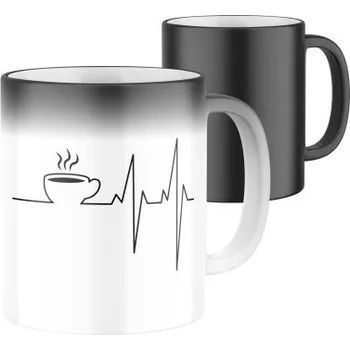 Magický keramický hrnek s potiskem Srdcový tep – káva
