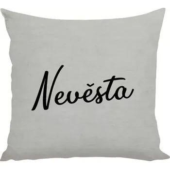 Polštář Polštář lněný 40x40 cm Nevěsta - nápis