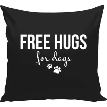 Polštář Polštář černý 40x40 cm Free hugs for dogs