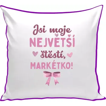 Polštář Polštář barevný 32x32 cm Jsi moje největší štěstí se jménem