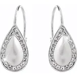 Stříbrné náušnice klapky s perlovou slzou a krystaly Swarovski Crystal (Stříbro 925/1000)