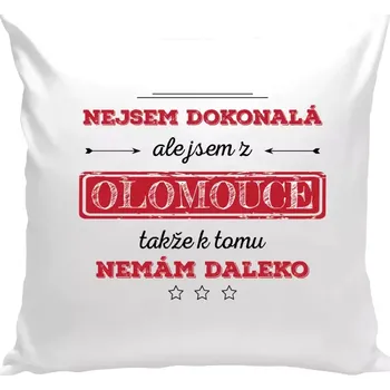 Polštář Polštář bílý 40x40 cm Nejsem dokonalá, ale jsem z...