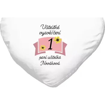 Polštář Polštář srdce 40x35 cm Učitelské vysvědčení - kytičky
