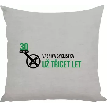 Polštář Polštář lněný 40x40 cm Vášnivá cyklistka už x let