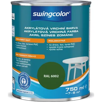 Lak na dřevo Swingcolor Barevný email, listově zelený, polomatný, 750 ml 6171 T0750 6002