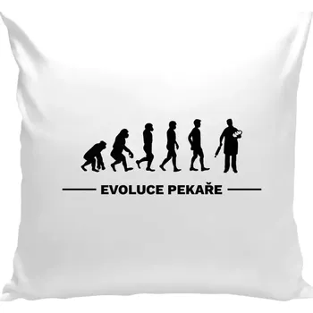 Polštář Polštář pro pekaře - Evoluce - pekař - bílá 40 × 40 cm