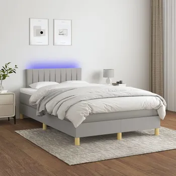 Ložnice vidaXL Box spring postel s matrací a LED 120 x 200 cm textil [3133863] Barva: světle šedá