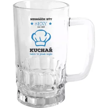 Sklenice Půllitr pro kuchaře a kuchařky - Nesnáším být sexy, ale jsem kuchař - čirý