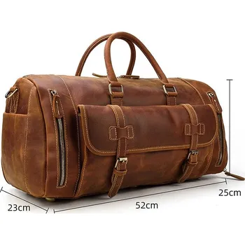 Sportovní taška Velká cestovní taška z pravé kůže 58cm 40L Barva (Varianta): 52cm světle hnědá