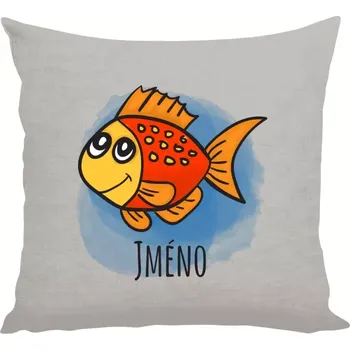 Polštář Polštář lněný 40x40 cm Rybička