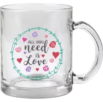 Hrnek 330 ml - skleněný All you need is love