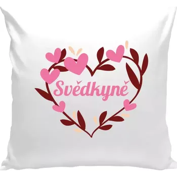 Polštář Polštář bílý 40x40 cm Svědkyně - se srdíčky