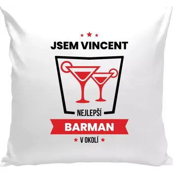 Polštář Polštář bílý 40x40 cm Nejlepší v okolí - barman