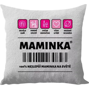Polštář Polštář bílý 40x40 cm - dlouhý chlup Čárový kód - maminka